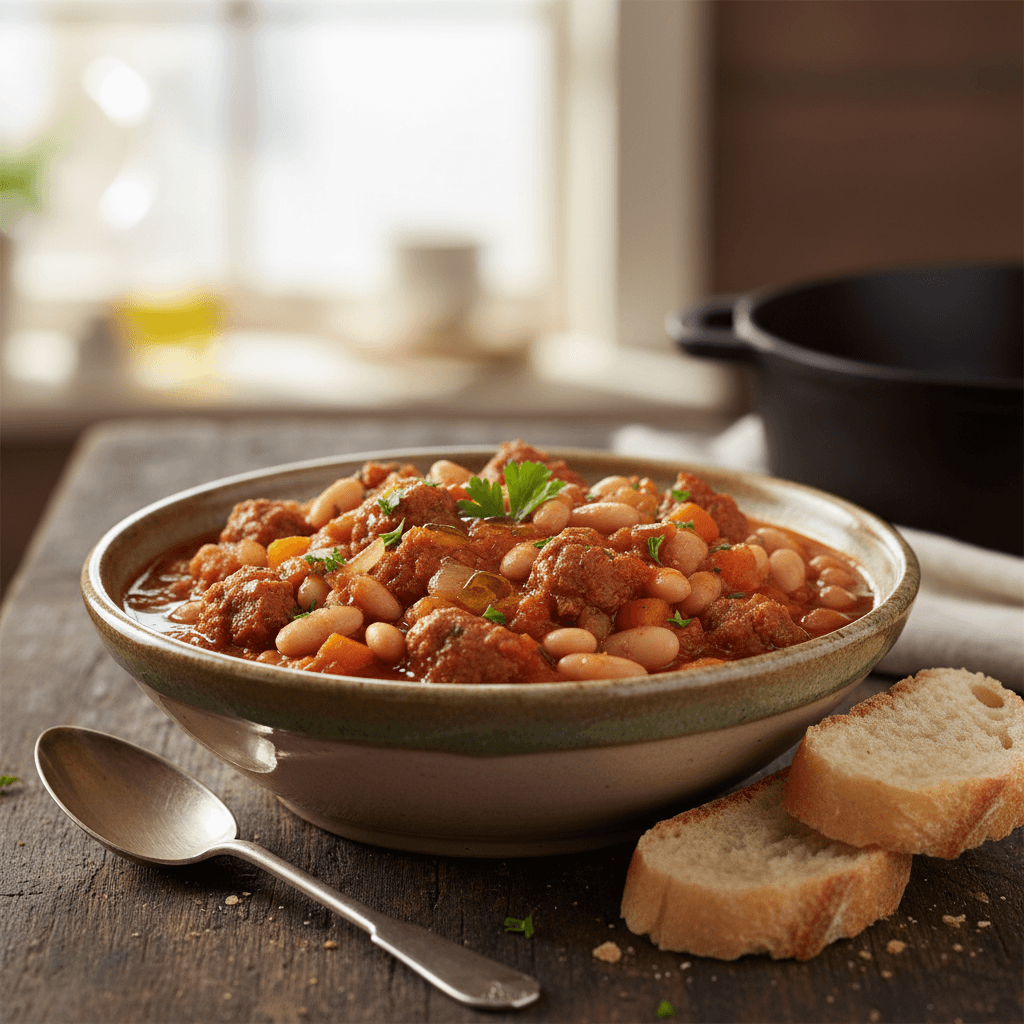 Herzhafter Salsiccia-Eintopf mit weißen Bohnen